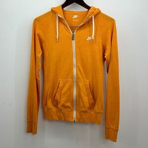 Nike Zip Hoodie S Women Casual Athleisure Full Zip Orange Sweatshirt